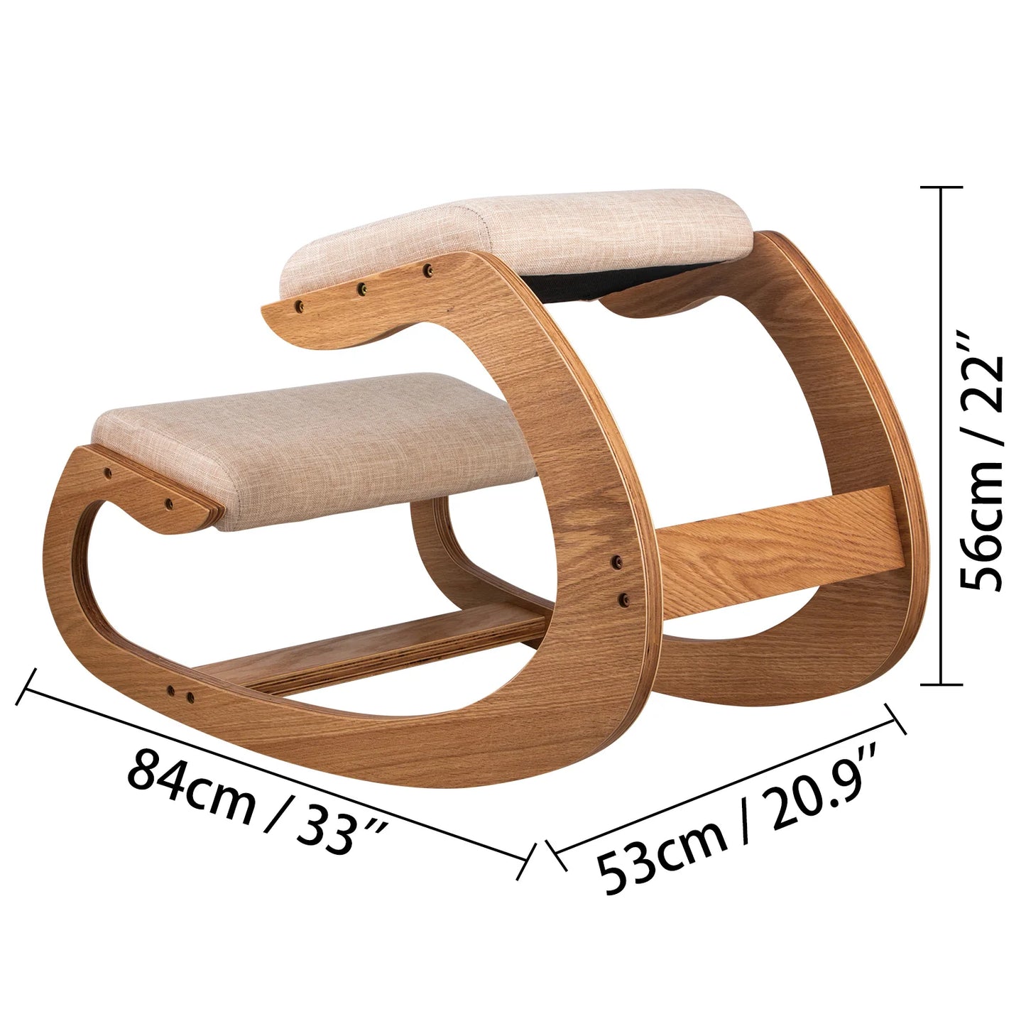 Kneeling Ergonomic Rocking Wooden Chair