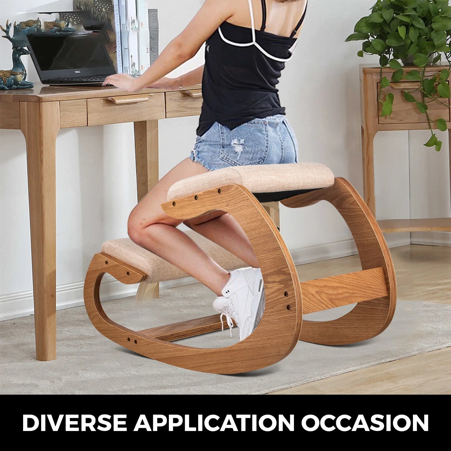 Kneeling Ergonomic Rocking Wooden Chair