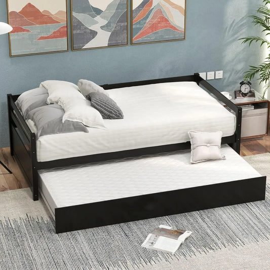 Wood Twin Bed with Trundle