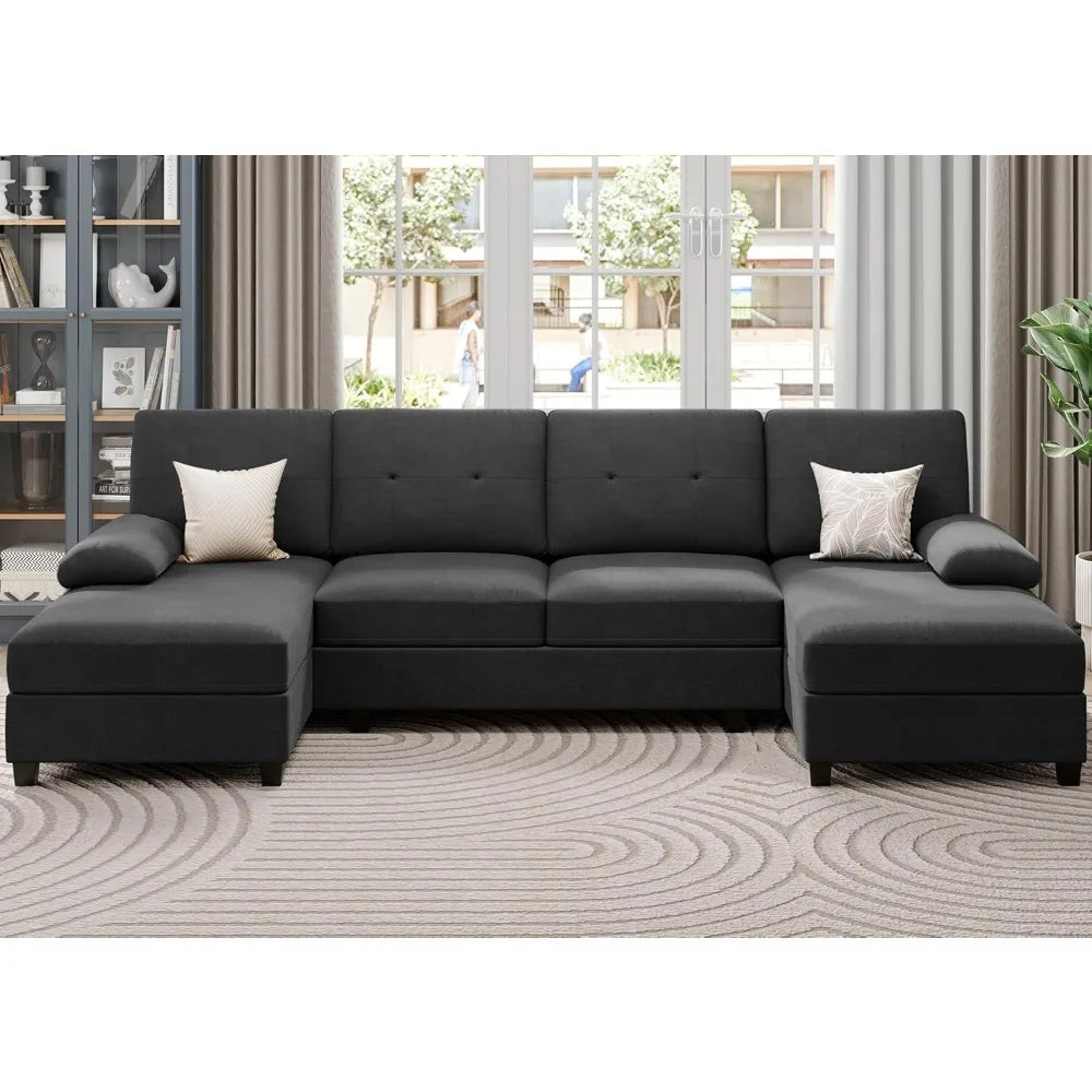 U-Shaped Sectional Sofa Couches Set with Double Chaises