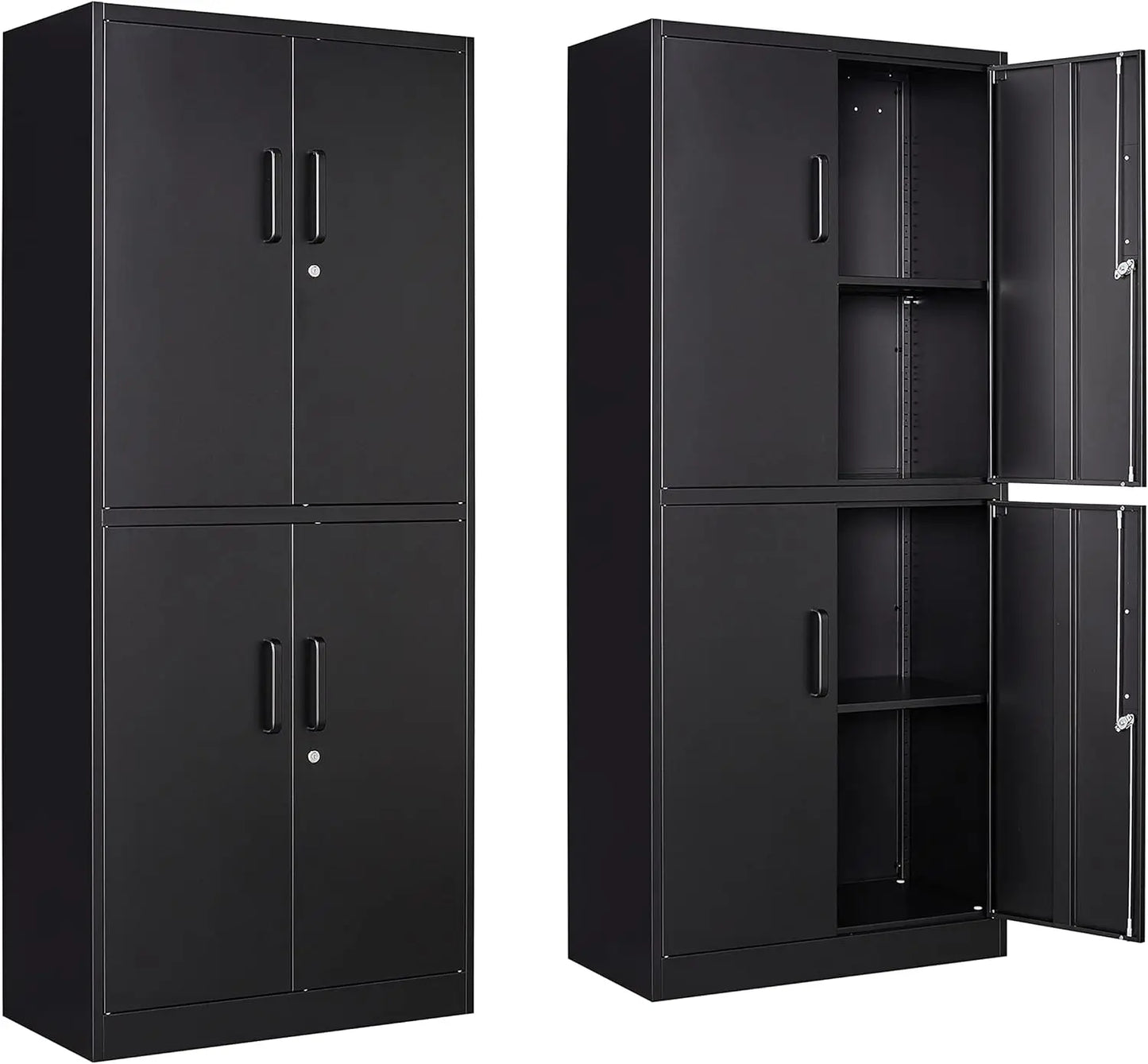 Metal Storage Cabinet with Doors & Adjustable Shelves