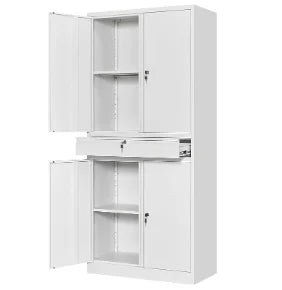 Metal Storage Cabinet with Doors & Adjustable Shelves