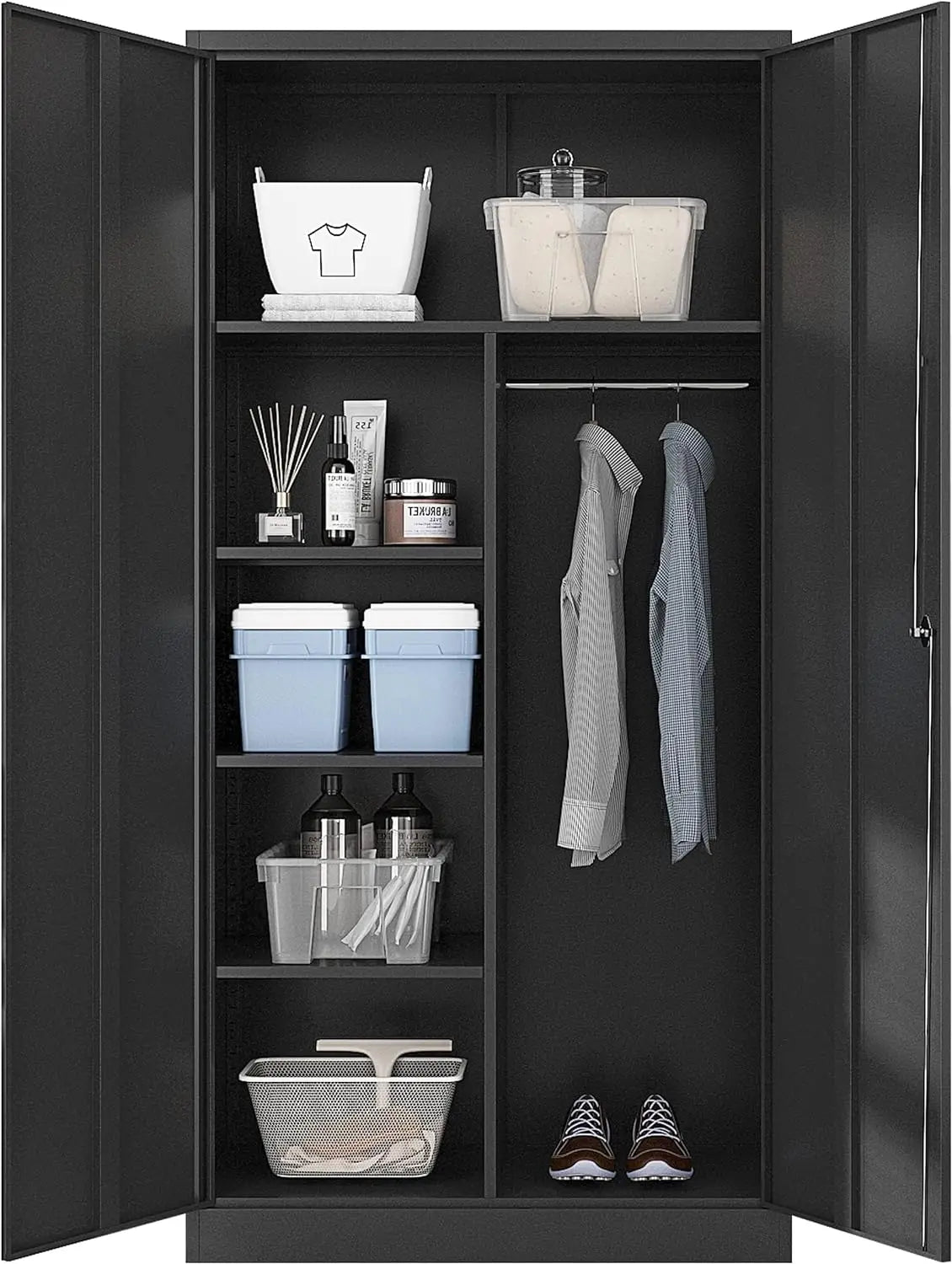 Metal Storage Cabinet with Doors & Adjustable Shelves