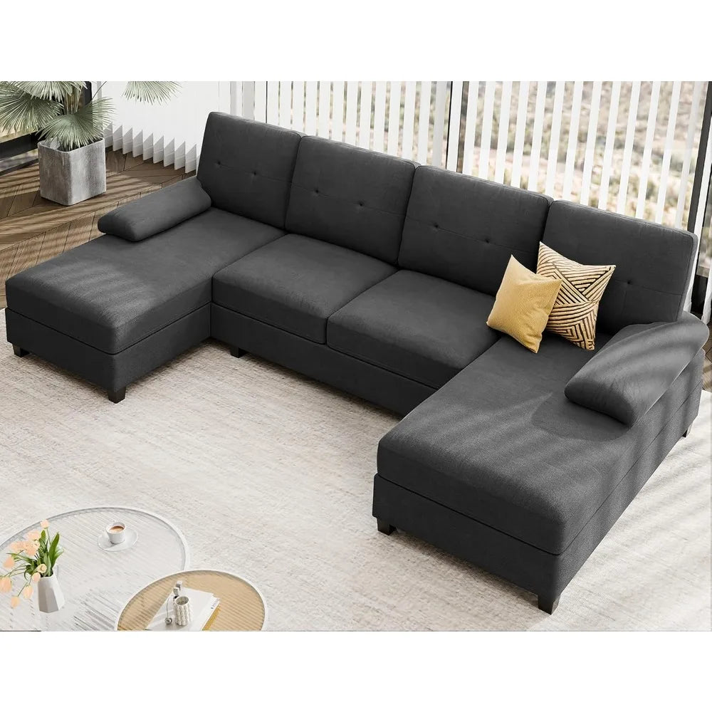 U-Shaped Sectional Sofa Couches Set with Double Chaises