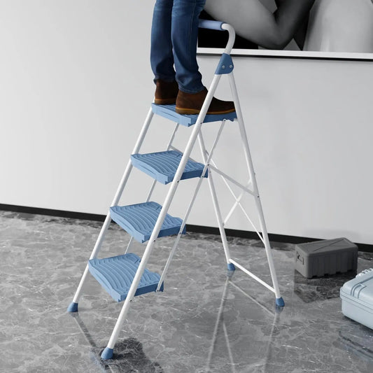 Foldable Anti-Slip 4 Step Ladder with Handrail