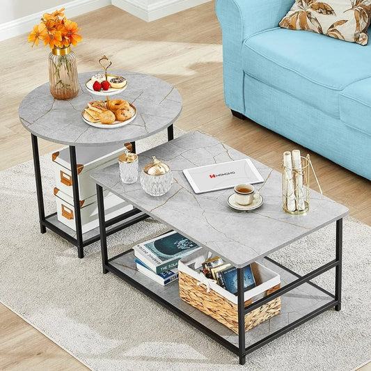 Modern Style Marble Coffee Table with Storage