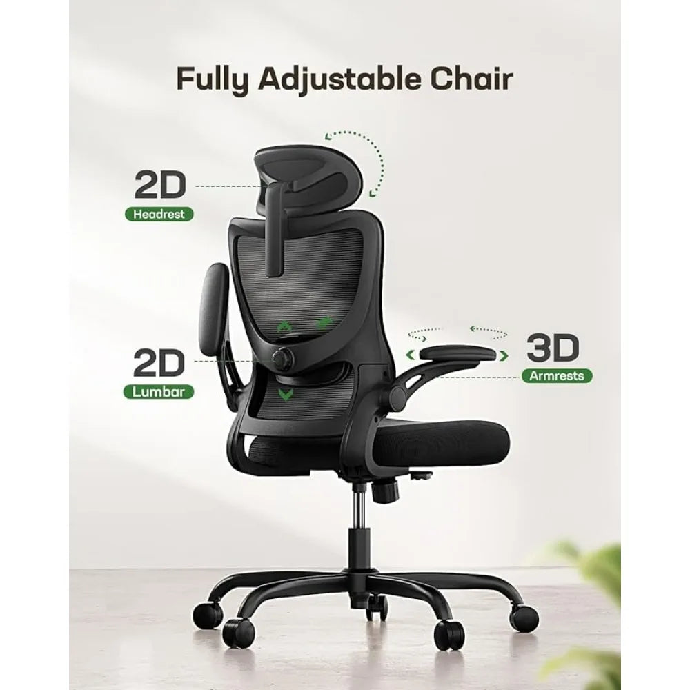 Adjustable Rolling Ergonomic Chair with High Back Mesh & Lumbar Support