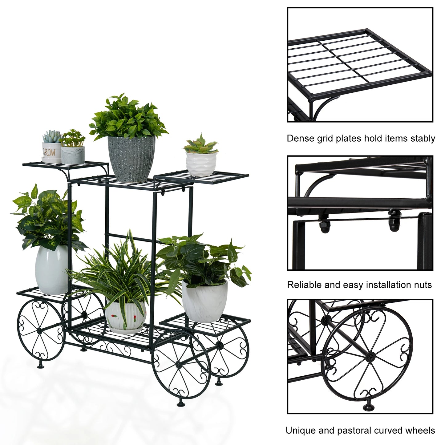 Large Metal Garden Flower Display Cart