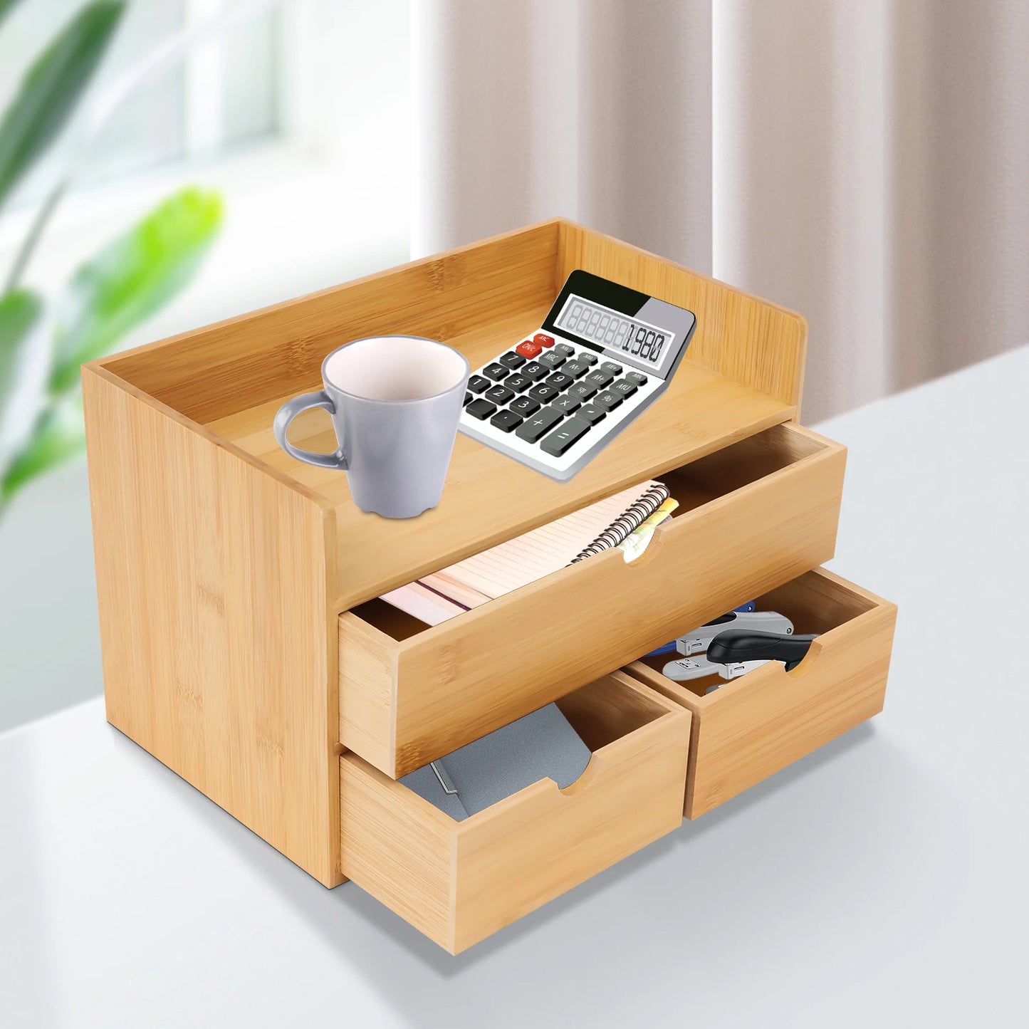 Mini Bamboo Drawer Storage Desktop Organizer