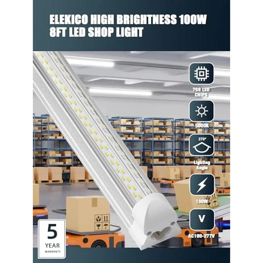 6 Pack Super Bright 8FT LED Shop Lights