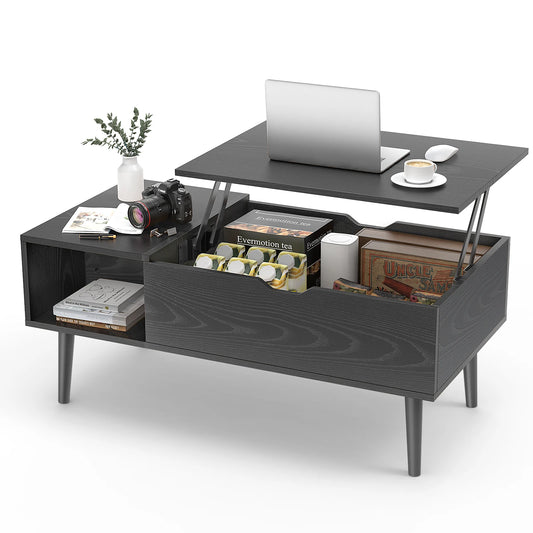 Lift Top Wood Coffee Tables with Adjustable Storage Shelf