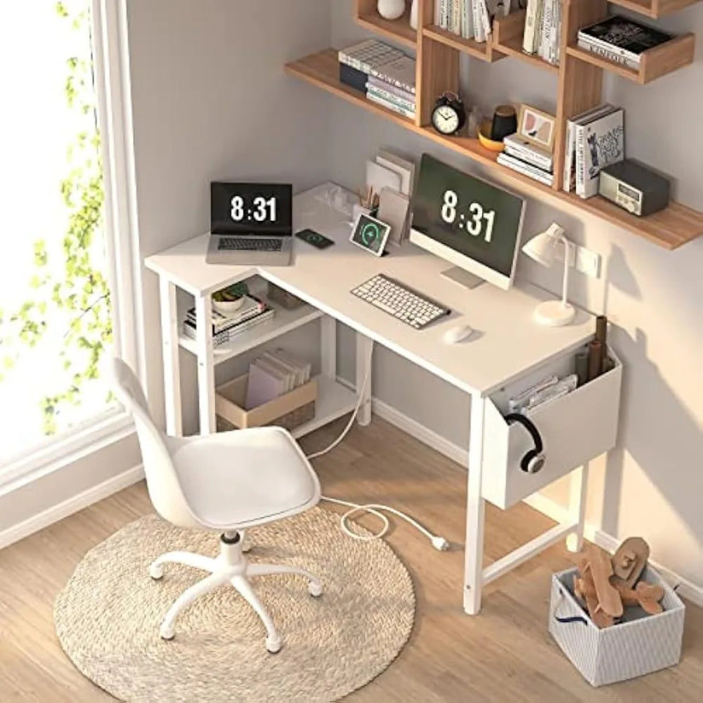 L-Shaped Small Corner Desk for Small Spaces