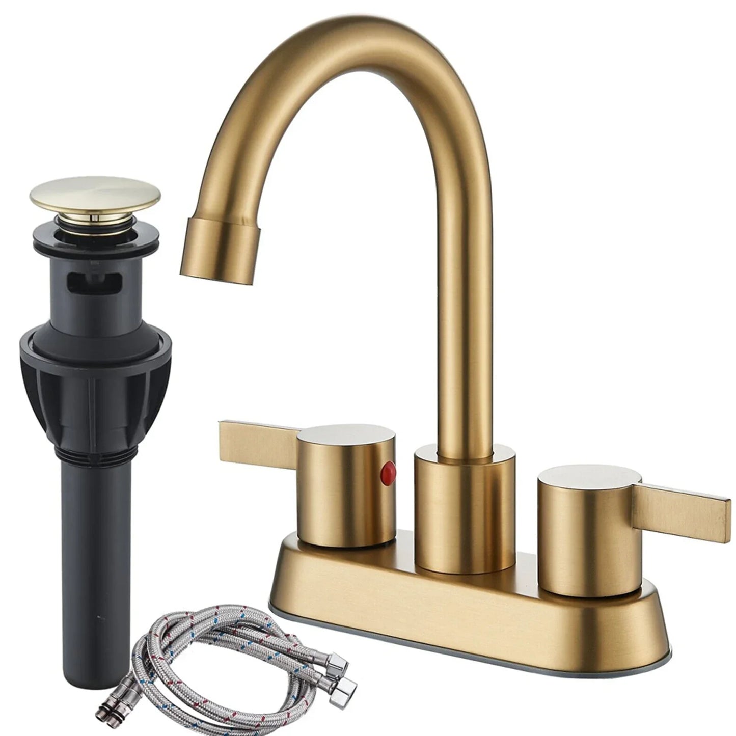 4 Inch 2-Handle Brushed Gold Bathroom Faucet