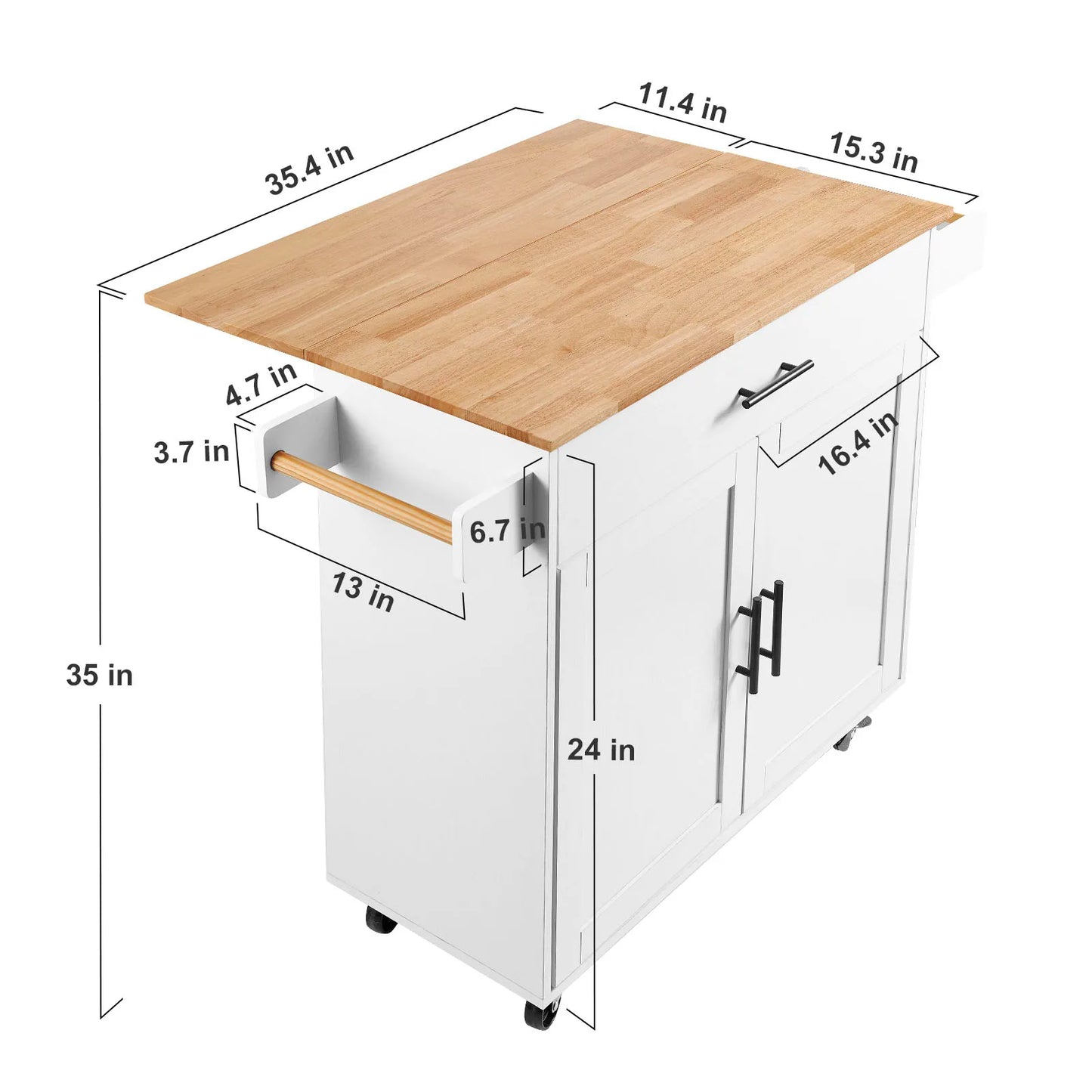 Wood Desktop Rolling Kitchen Cart with Wheels