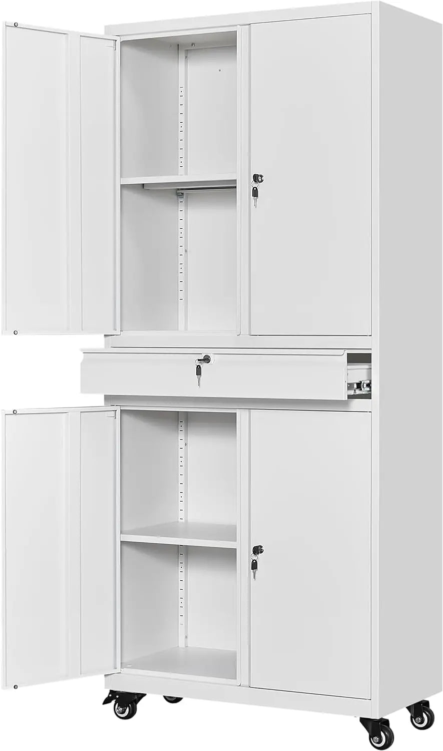 Metal Storage Cabinet with Doors & Adjustable Shelves