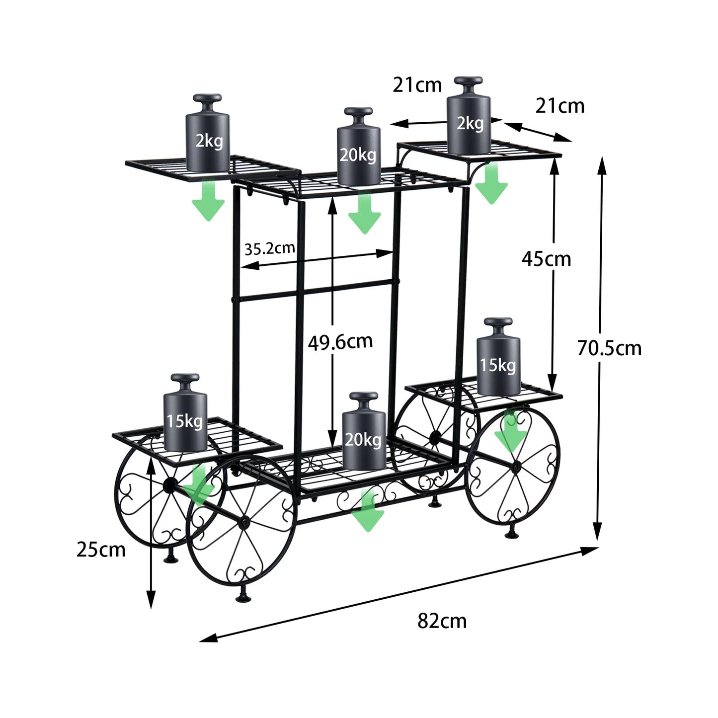 Large Metal Garden Flower Display Cart