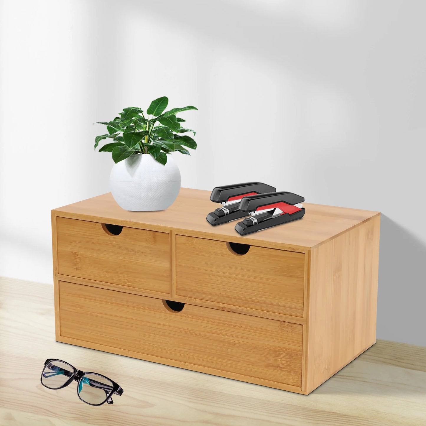 Mini Bamboo Drawer Storage Desktop Organizer