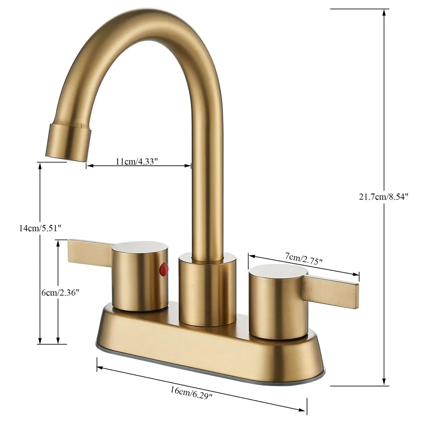 4 Inch 2-Handle Brushed Gold Bathroom Faucet