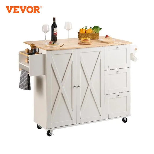 Wood Desktop Rolling Kitchen Cart with Wheels