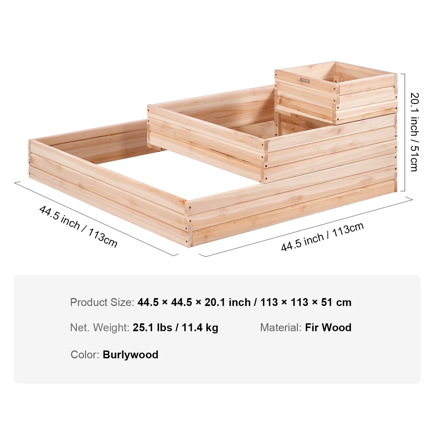 Wooden Raised Garden Bed Planter Box with Drainage System