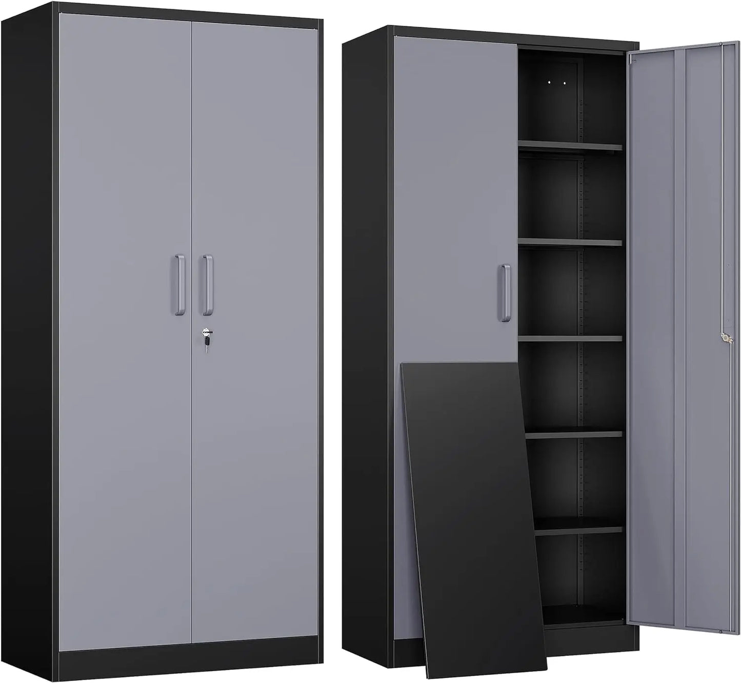 Metal Storage Cabinet with Doors & Adjustable Shelves