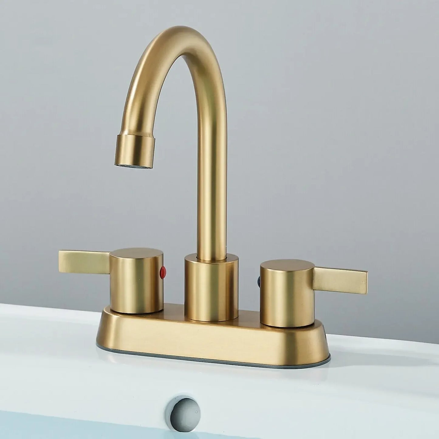 4 Inch 2-Handle Brushed Gold Bathroom Faucet