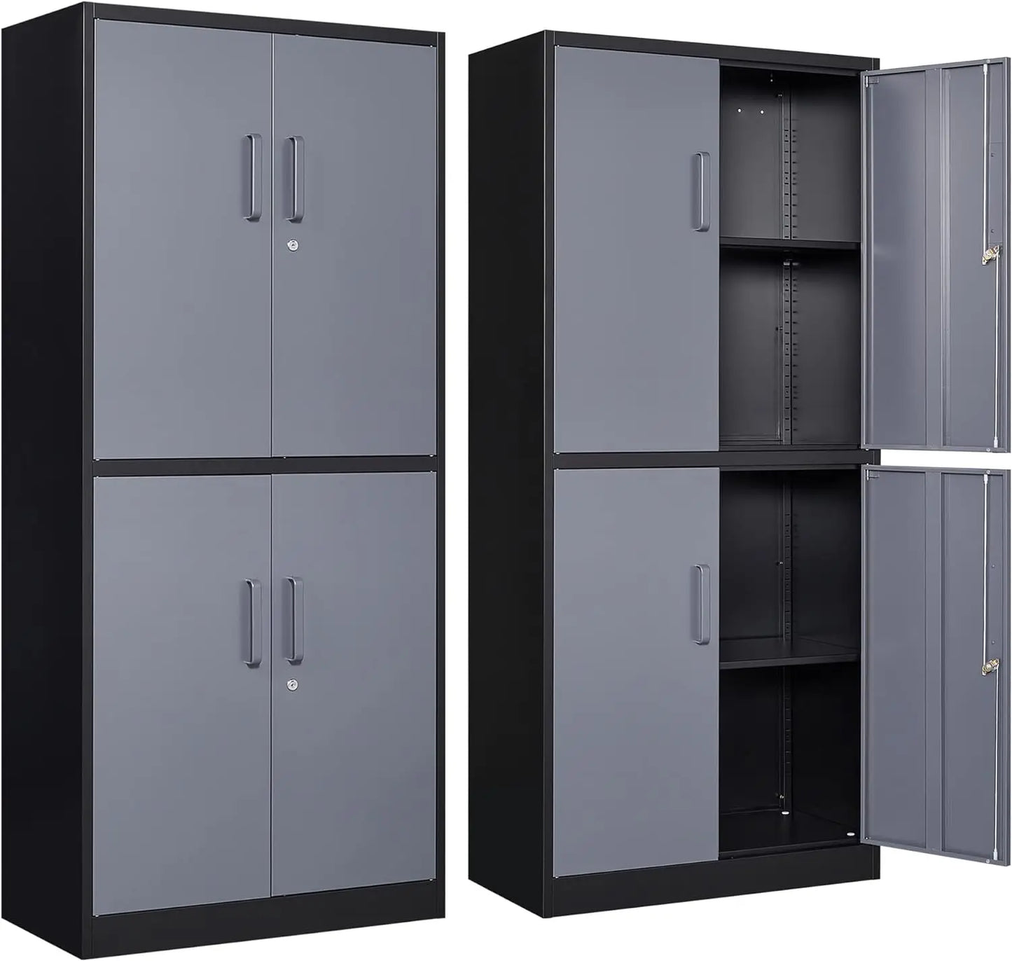 Metal Storage Cabinet with Doors & Adjustable Shelves