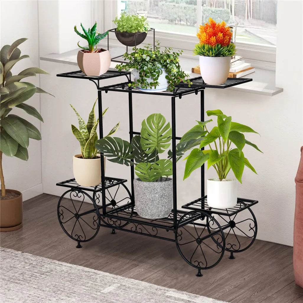 Large Metal Garden Flower Display Cart