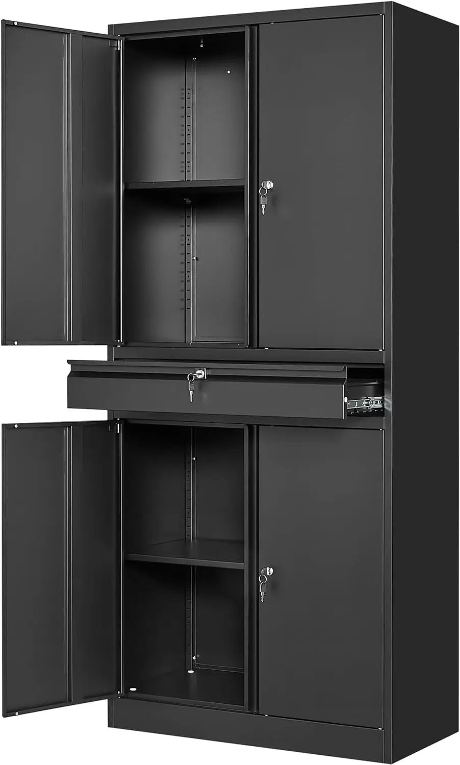 Metal Storage Cabinet with Doors & Adjustable Shelves