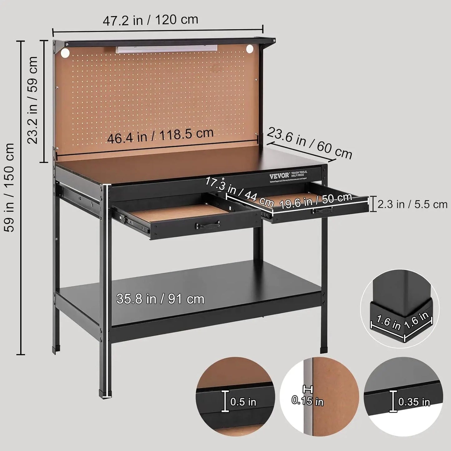 Heavy Duty Steel Workbench