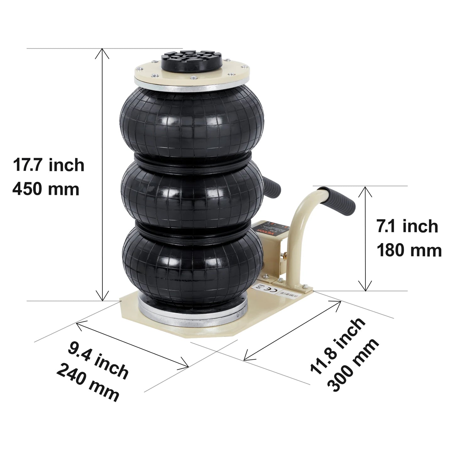 Portable Pneumatic Heavy Duty Triple Bag Air Carjack