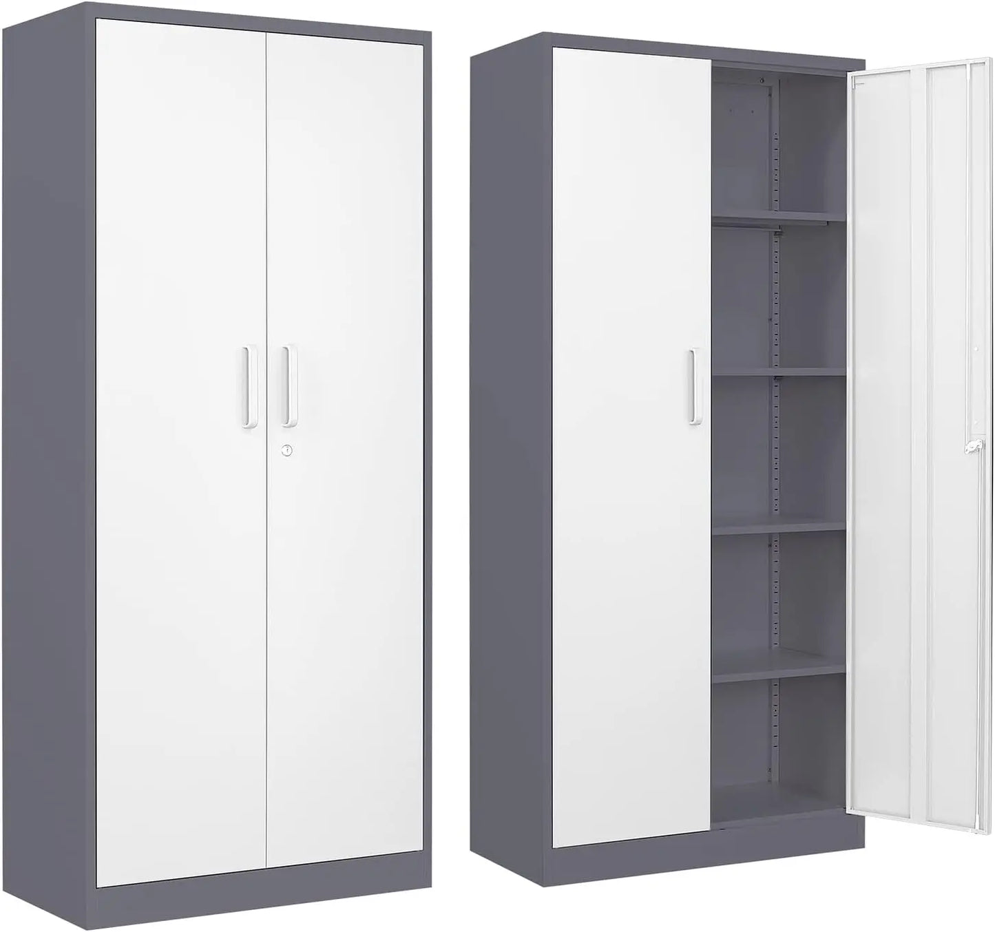 Metal Storage Cabinet with Doors & Adjustable Shelves