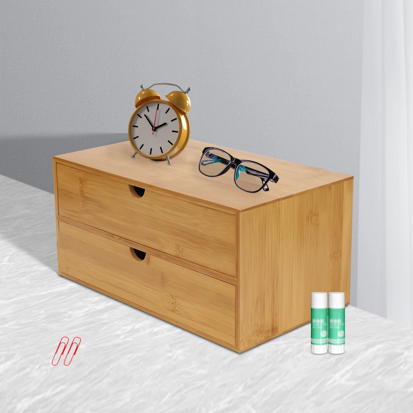 Mini Bamboo Drawer Storage Desktop Organizer