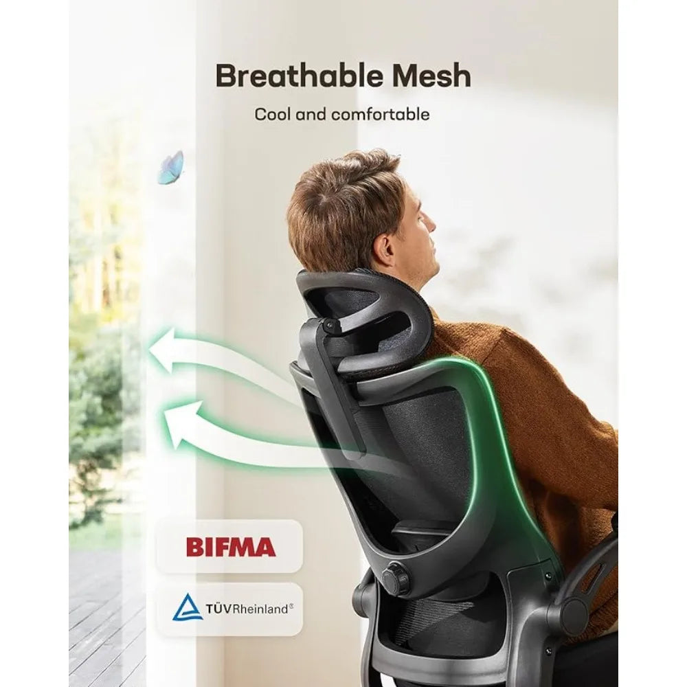 Adjustable Rolling Ergonomic Chair with High Back Mesh & Lumbar Support