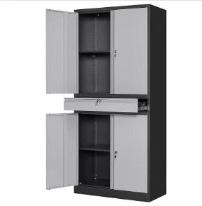 Metal Storage Cabinet with Doors & Adjustable Shelves