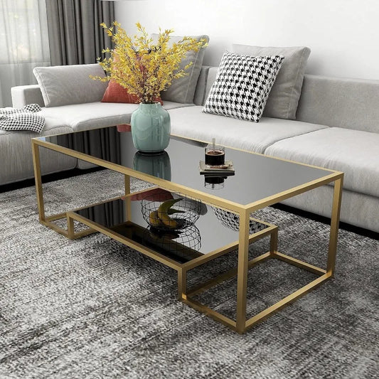 Modern Accent Tempered Glass Coffee Table with Additional Storage Shelf