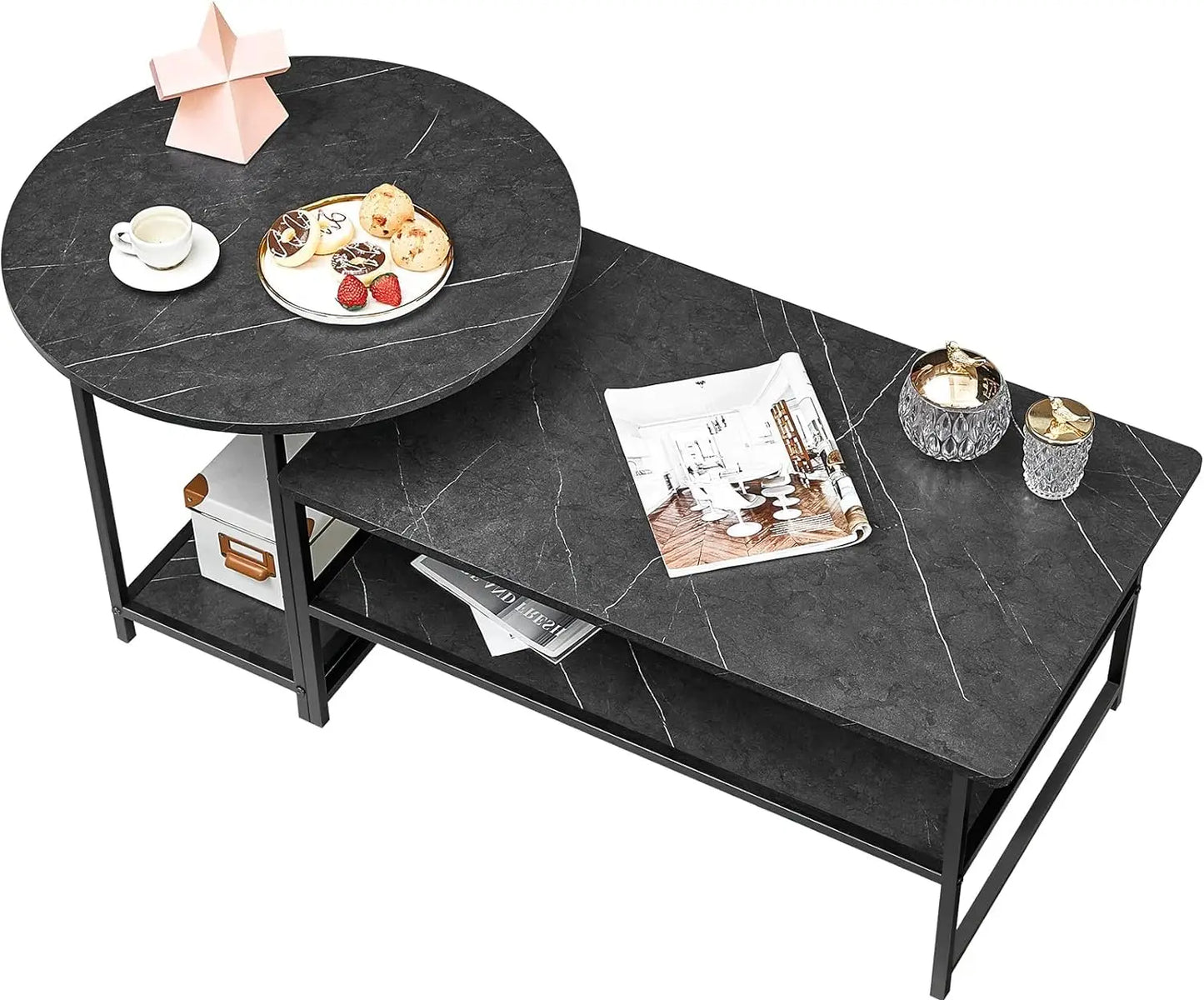 Modern Style Marble Coffee Table with Storage