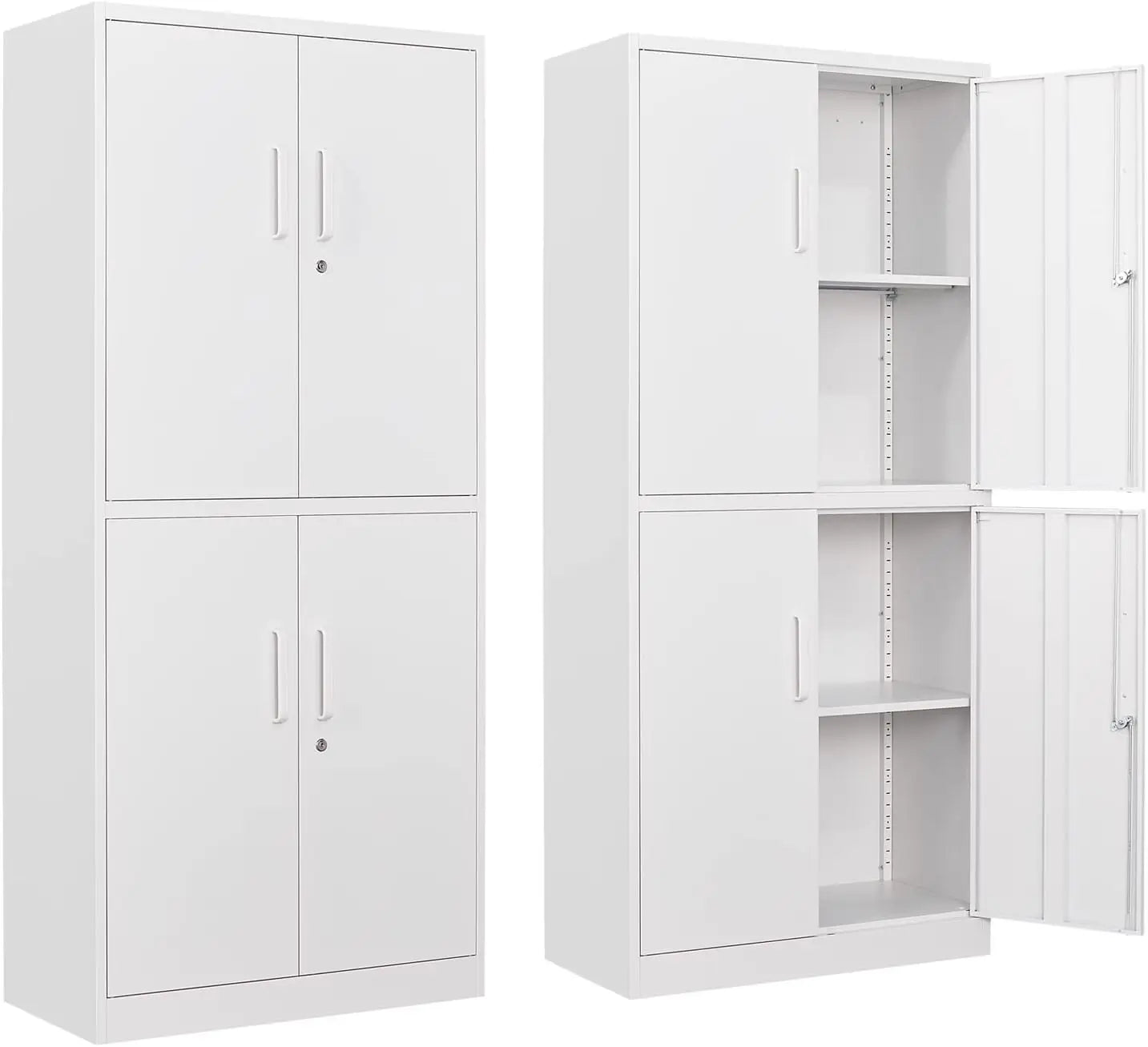 Metal Storage Cabinet with Doors & Adjustable Shelves