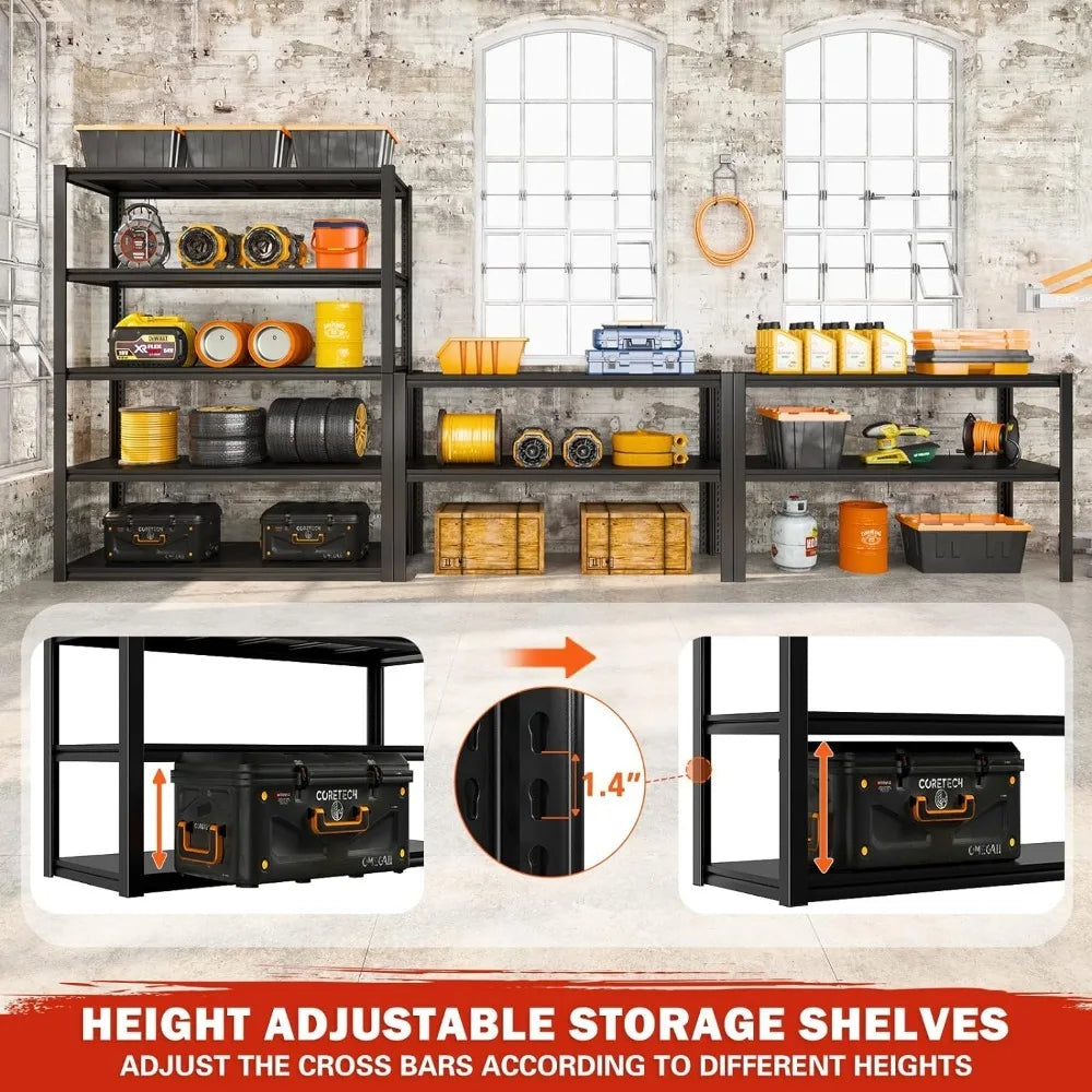 Adjustable 5 Tier Metal Heavy Duty Storage Shelves