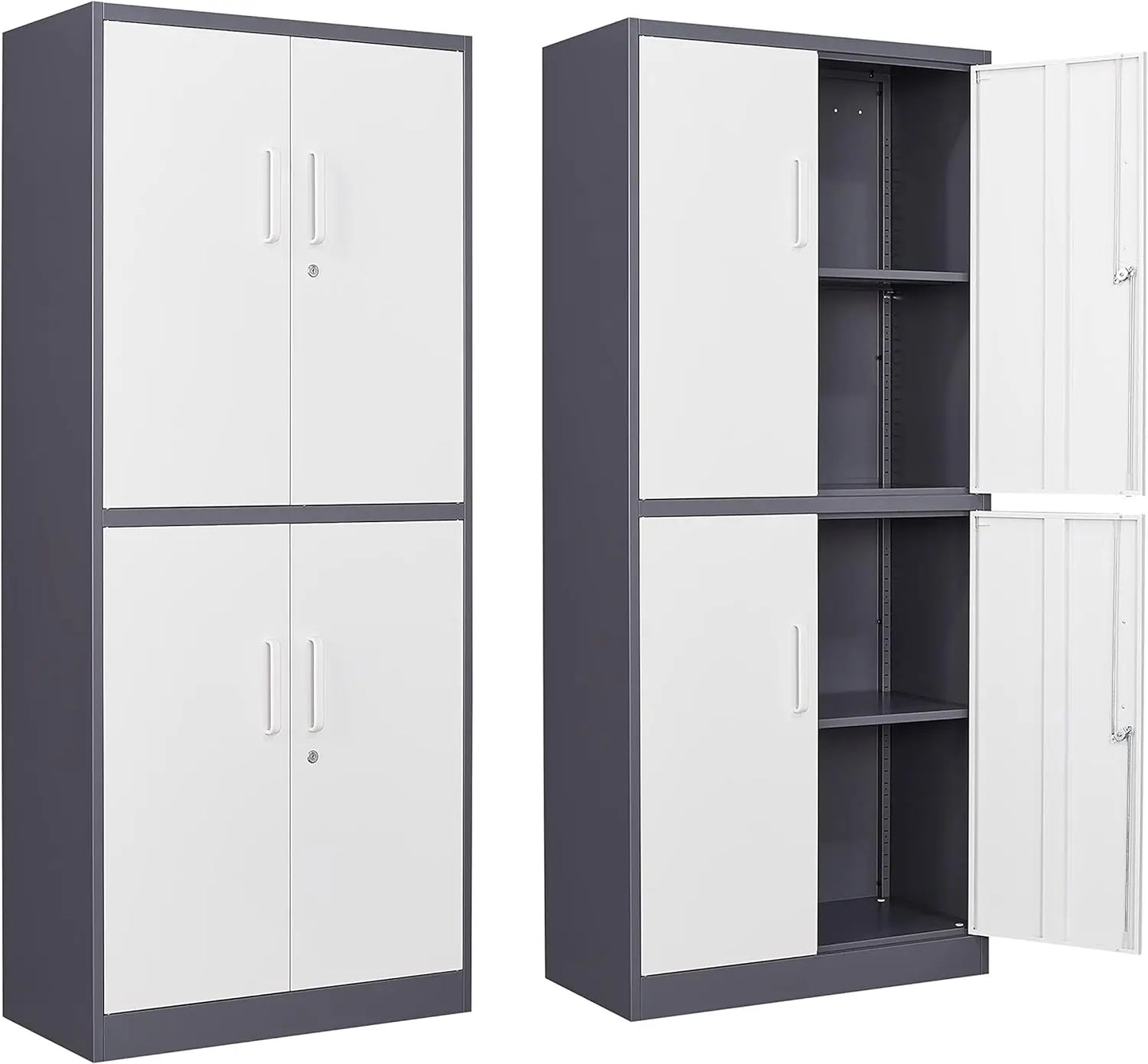 Metal Storage Cabinet with Doors & Adjustable Shelves